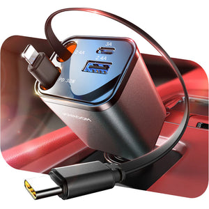 Cargador de Auto Joyroom Retráctil 4-en-1 USB-C Lightning Micro-USB