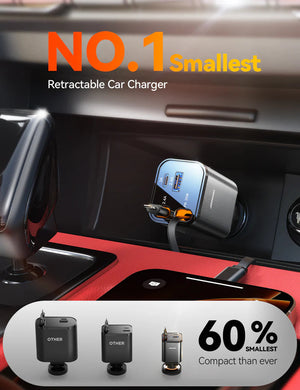 Cargador de Auto Joyroom Retráctil 4-en-1 USB-C Lightning Micro-USB