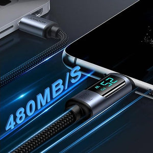 Cable USB-C a USB-C 100W con Pantalla LED Carga Rápida 1.2 m