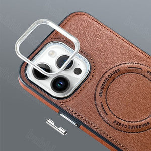 Carcasa Tipo Cuero para iPhone Color Café Protección Premium