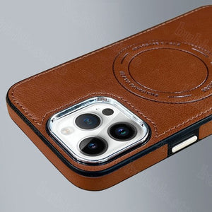 Carcasa Tipo Cuero para iPhone Color Café Protección Premium