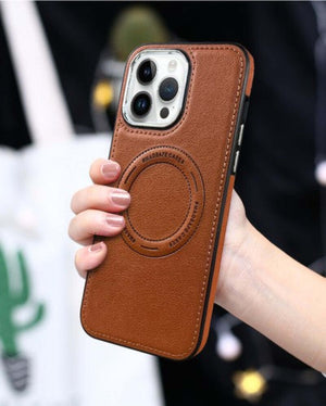Carcasa Tipo Cuero para iPhone Color Café Protección Premium
