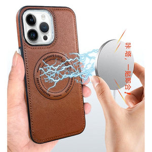 Carcasa Tipo Cuero para iPhone Color Café Protección Premium