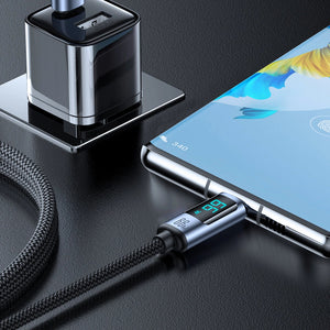Cable USB-A a USB-C 66W con Pantalla LED Carga Rápida 1.2 m
