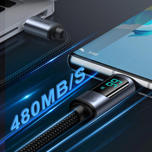 Cable USB-A a USB-C 66W con Pantalla LED Carga Rápida 1.2 m