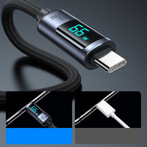 Cable USB-A a USB-C 66W con Pantalla LED Carga Rápida 1.2 m