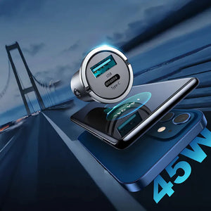 Cargador de Auto Joyroom Metálico USB + USB-C 45W