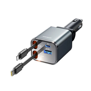 Cargador de Auto Joyroom Retráctil 4-en-1 USB-C Lightning Micro-USB