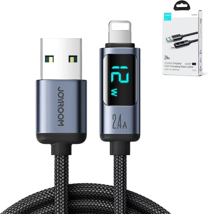Cable 2.4A USB-A a Lightning con Pantalla Digital 1.2 m