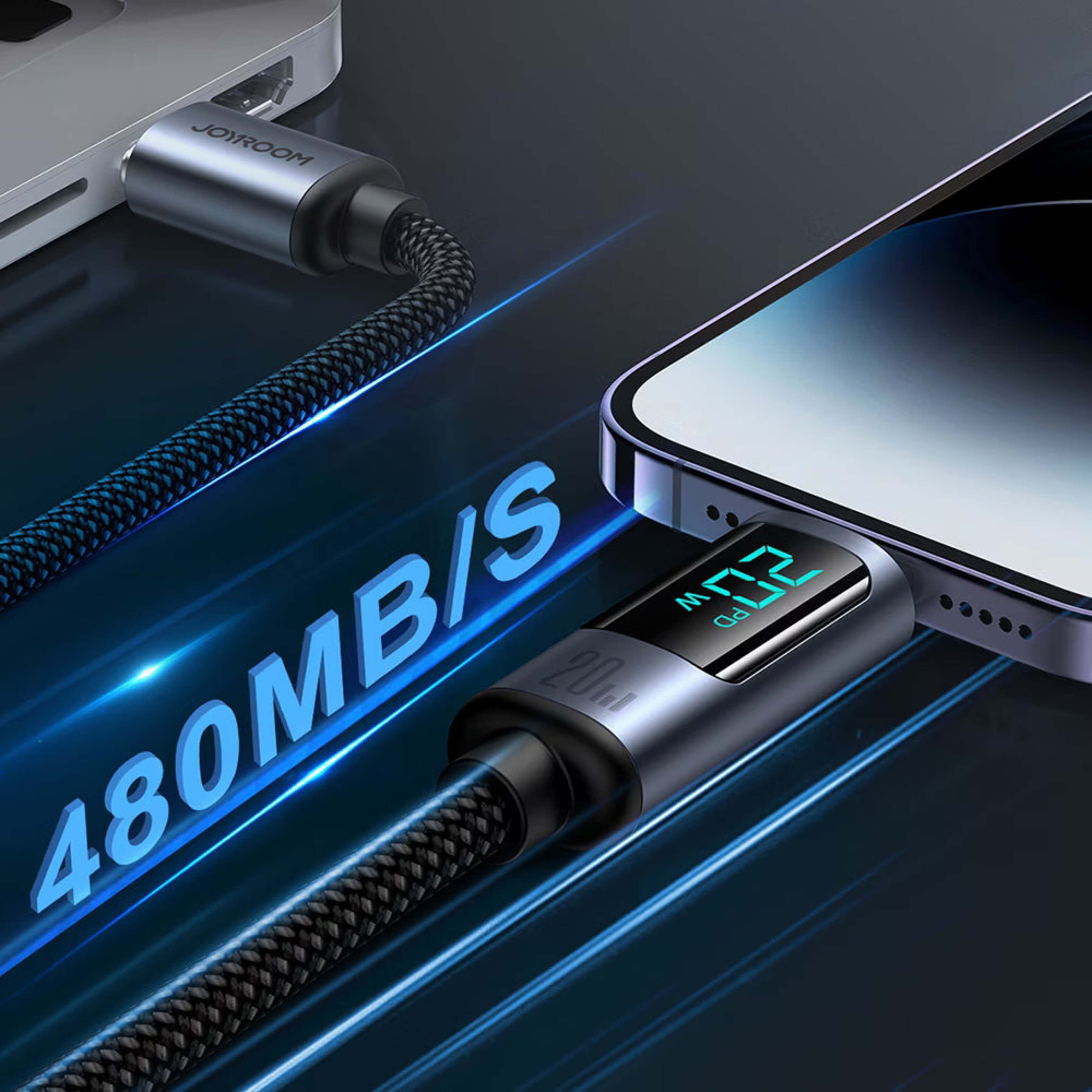 Cable USB-C a Lightning con Pantalla LED 20W Carga Rápida 1.2 m – Joyroom 