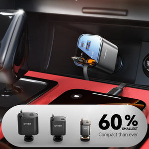 Cargador de Auto Joyroom Retráctil 4-en-1 USB-C Lightning Micro-USB 