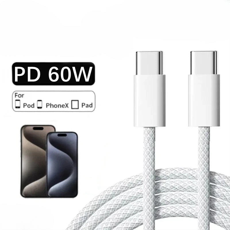 Cable USB-C a USB-C 60W Carga Rápida Compatible iPhone – Joyroom 