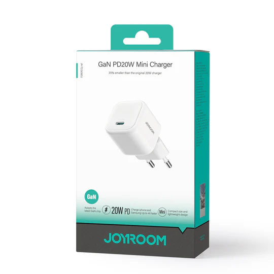 Mini Cargador GaN 20W – Blanco | Potencia Compacta con Tecnología GaN