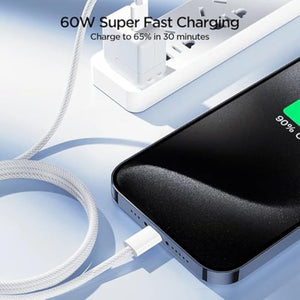 Cable USB-C a USB-C 60W Trenzado Carga Rápida 1 m 