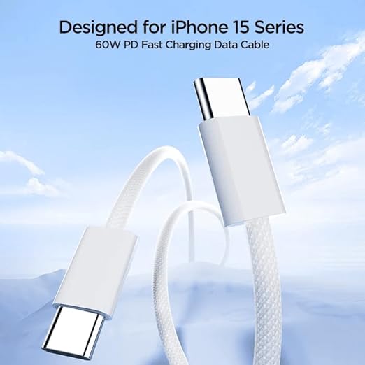 Cable 60W USB-C a USB-C 1M Trenzado Carga Rápida