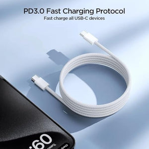 Cable USB-C a USB-C 60W Trenzado Carga Rápida 1 m 