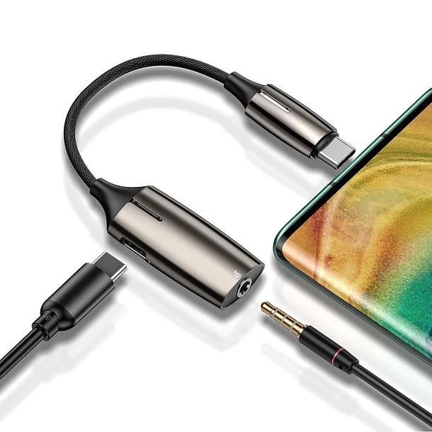 Adaptador Baseus 2 en 1 USB-C a USB-C + Jack 3.5 mm