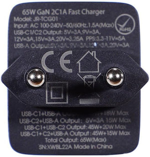 Cargador Joyroom Triple Puerto 65W con Cable 1.2 m 