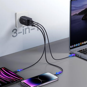 Cargador Joyroom Triple Puerto 65W con Cable 1.2 m 