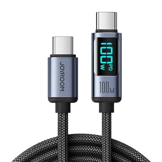 Cable USB-C a USB-C 100W 1.2 m con Pantalla LED Carga Rápida