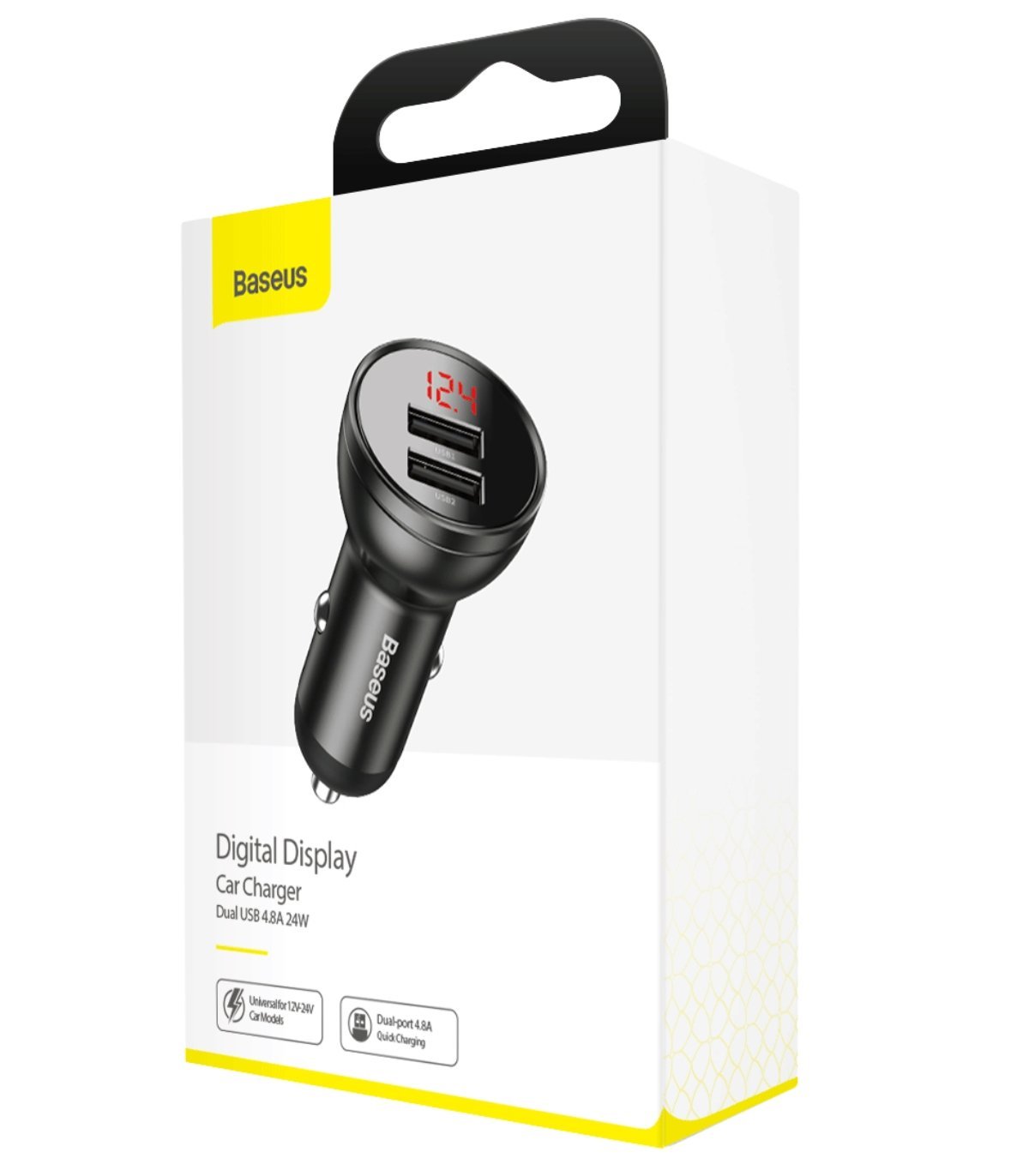 Cargador de Auto Baseus Dual USB 24W con Pantalla LED 