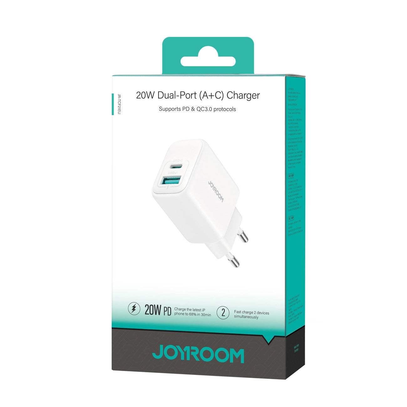 Cargador de pared JOYROOM JR-TCF21 20W 2 puertos - Blanco