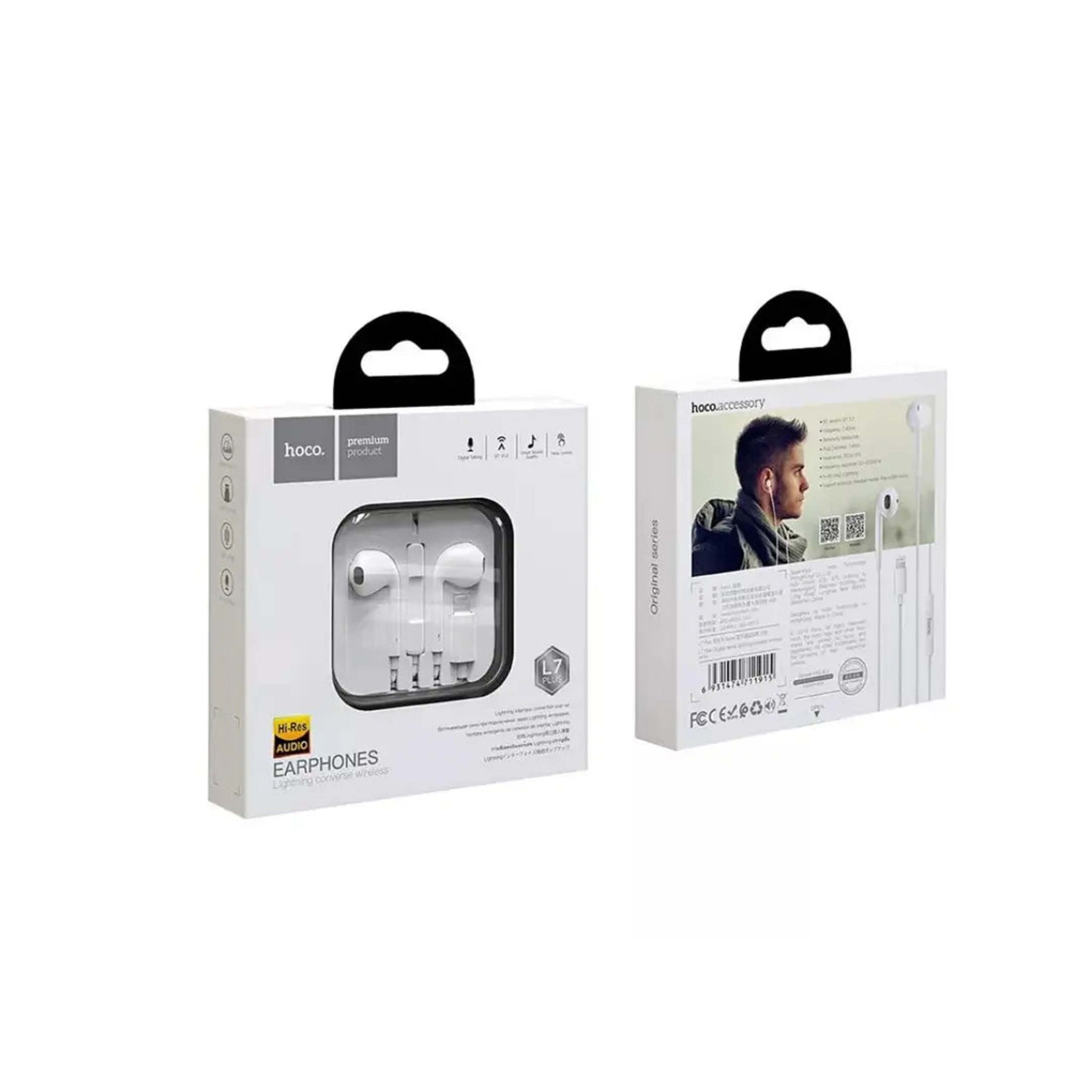 Audífonos Hoco L7 Plus Lightning Blancos 