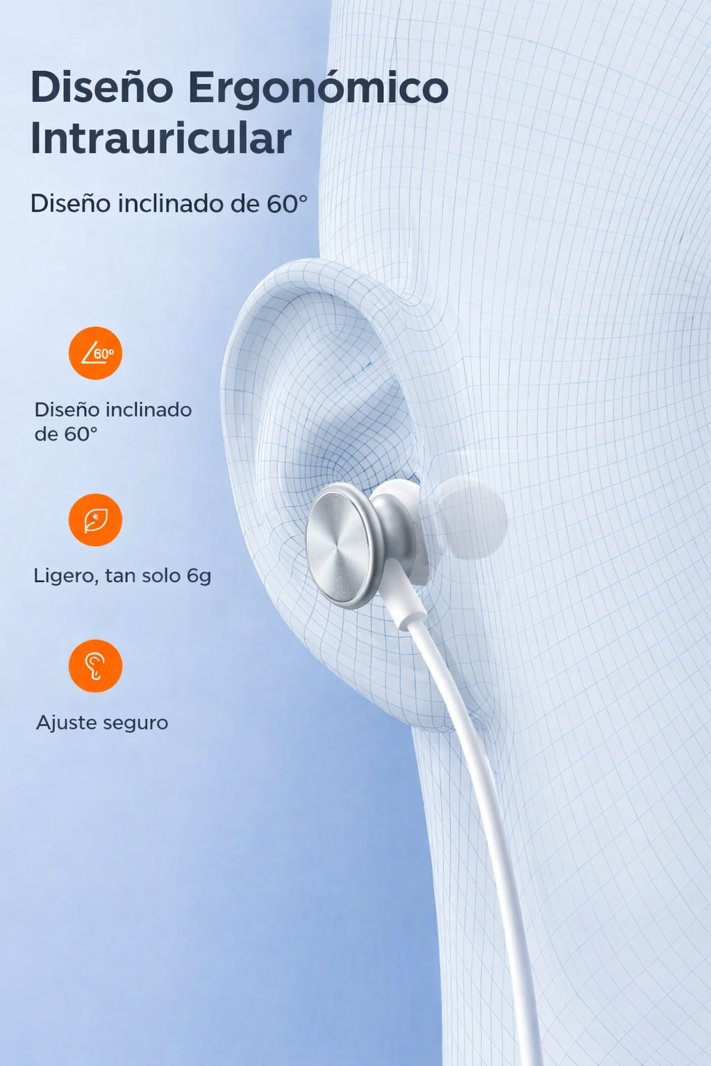 Audífonos In-Ear Jack 3.5 mm Joyroom Silver 