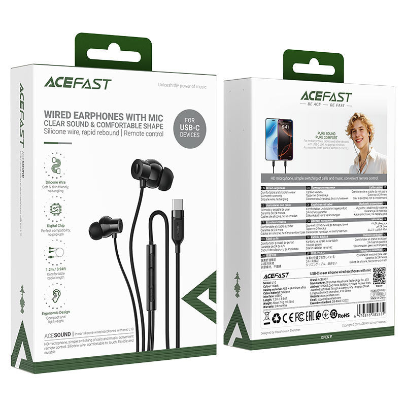 Audífonos alámbricos ACEFAST L10 - Negro