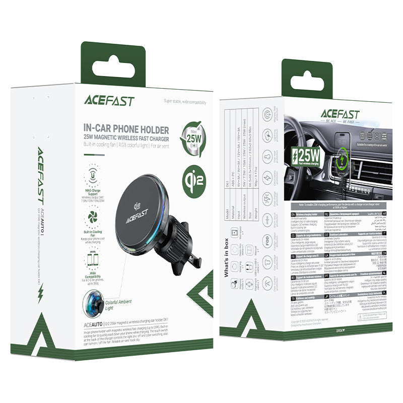 Soporte vehicular con carga ACEFAST D61 25W - Gris metálico