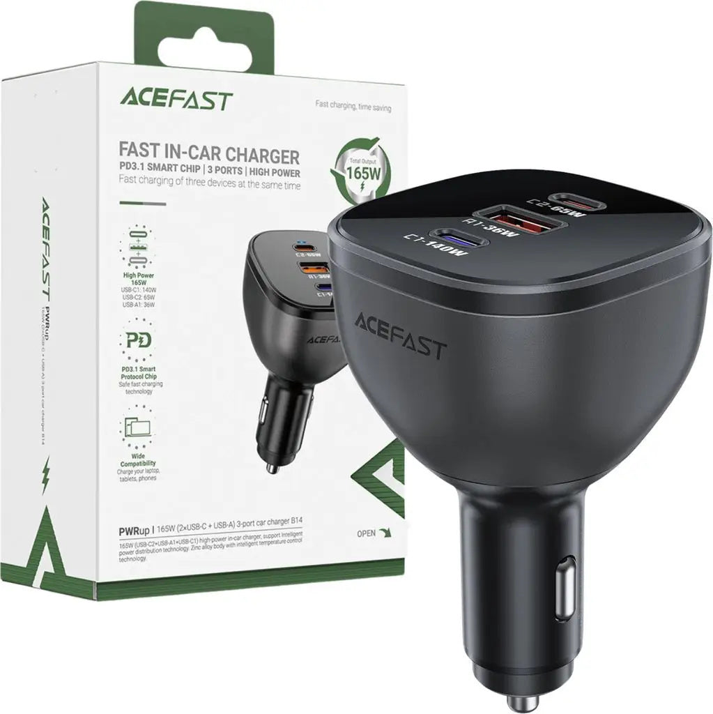 Cargador vehicular ACEFAST B14 165W 3 puertos - Negro
