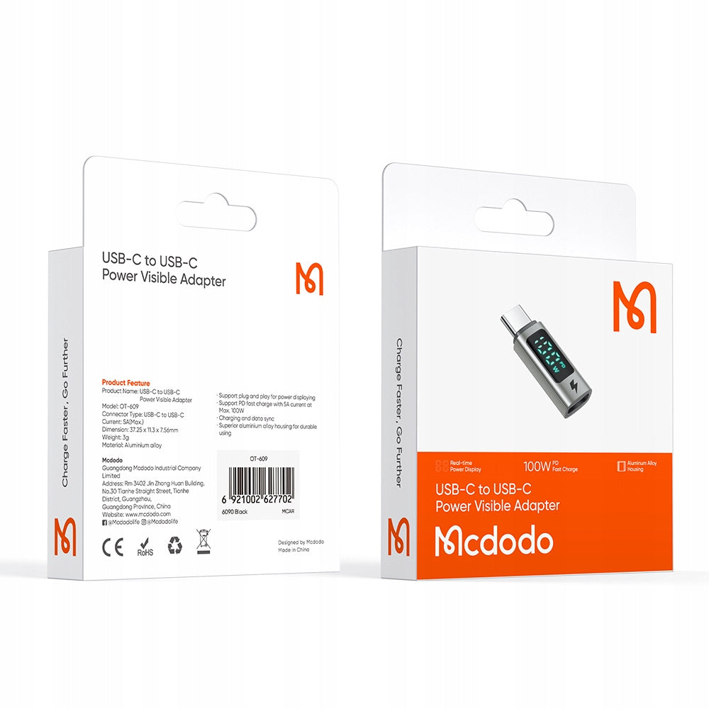 Cable de datos y carga McDodo OT-6090 100W USB-C a USB-C - Negro