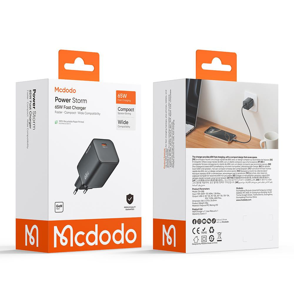 Cargador de pared McDodo CH-0850 65W 1 puerto - Negro