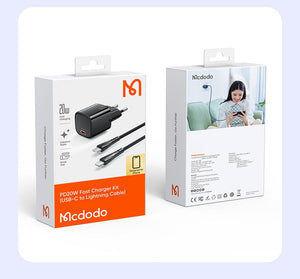 Cargador de pared McDodo CH-4693 20W USB-C a Lightning 1.2 m 1 puerto - Negro