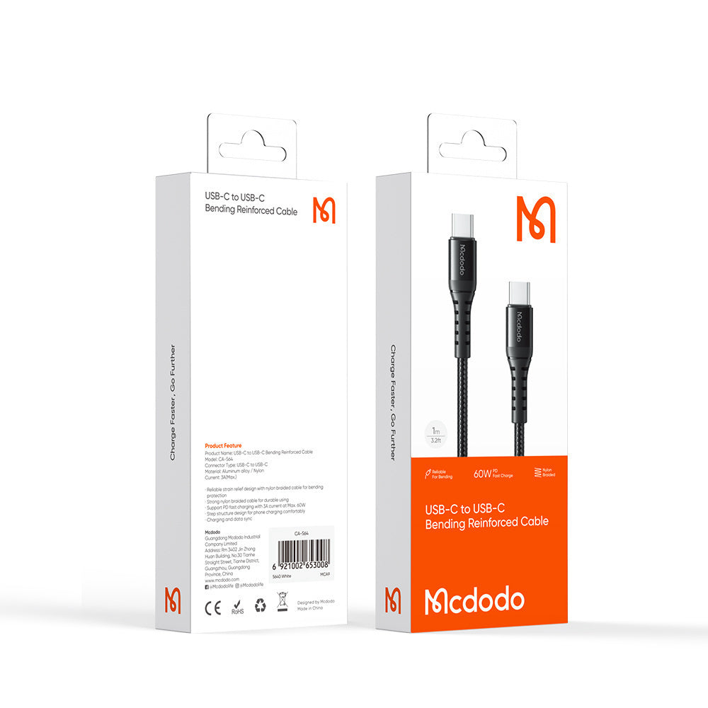 Cable de datos y carga McDodo CA-5641 60W USB-C a USB-C 1 m - Negro