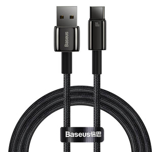 Cable USB-A a USB-C 66W / 100W Carga Rápida 1 m – Baseus Tungsten Gold 