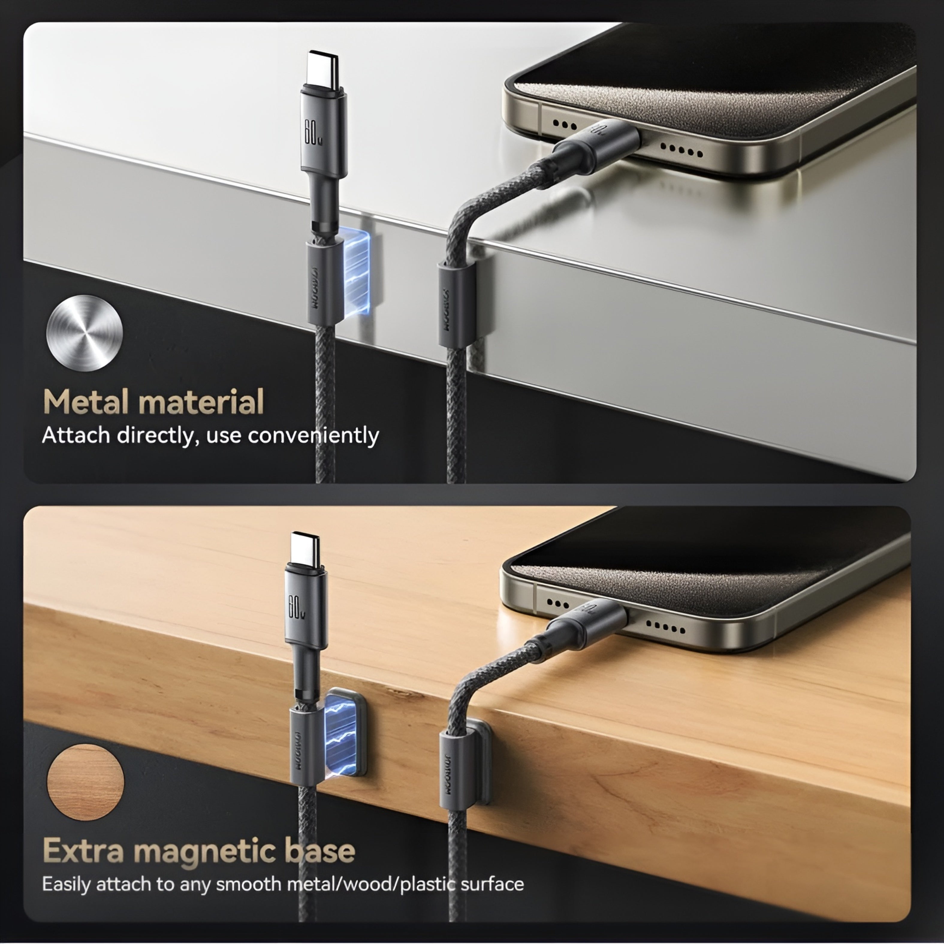 Cable USB-C a USB-C 60W Carga Rápida con Soporte Magnético – Joyroom 