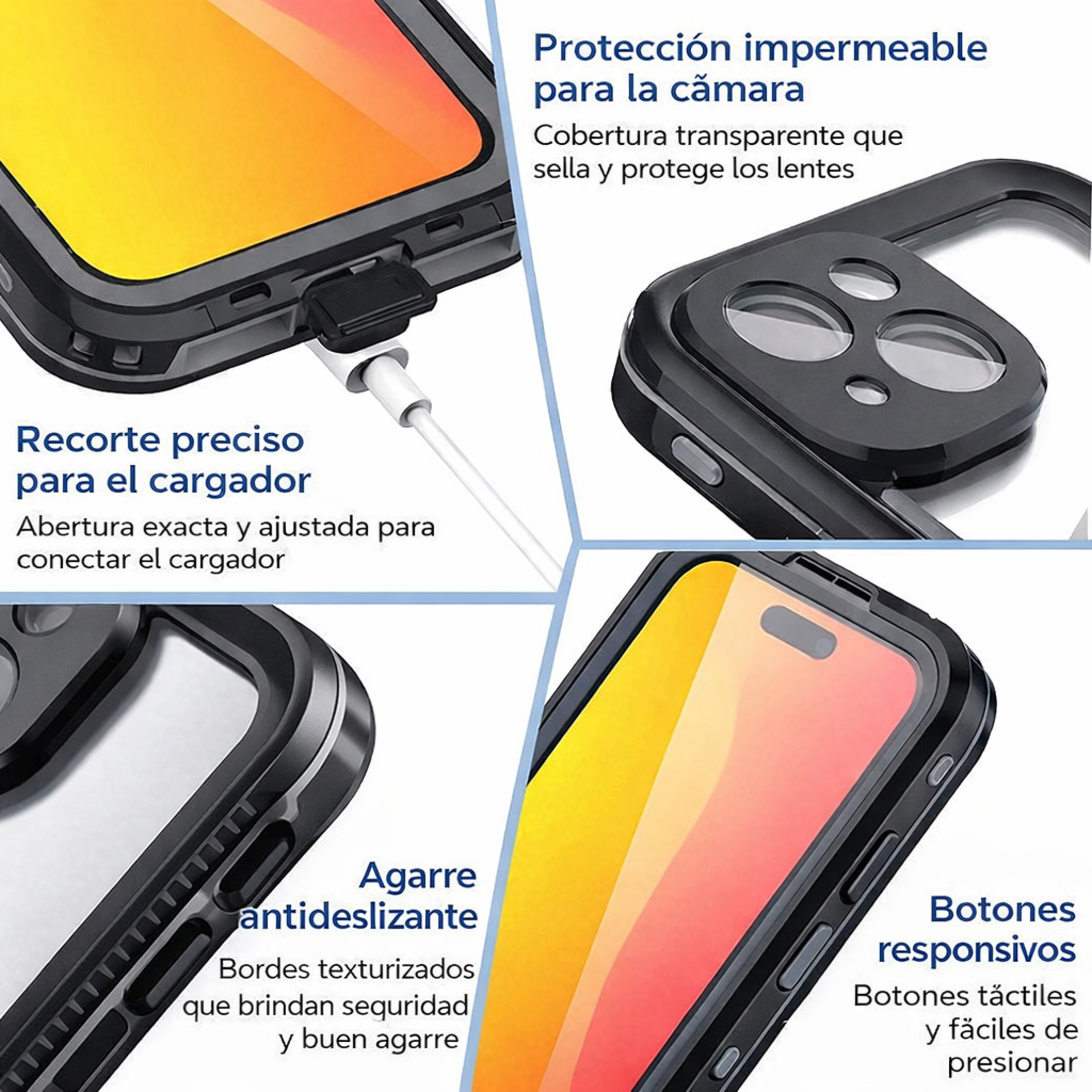 Carcasa Waterproof para iPhone Protección Impermeable y Antigolpes 
