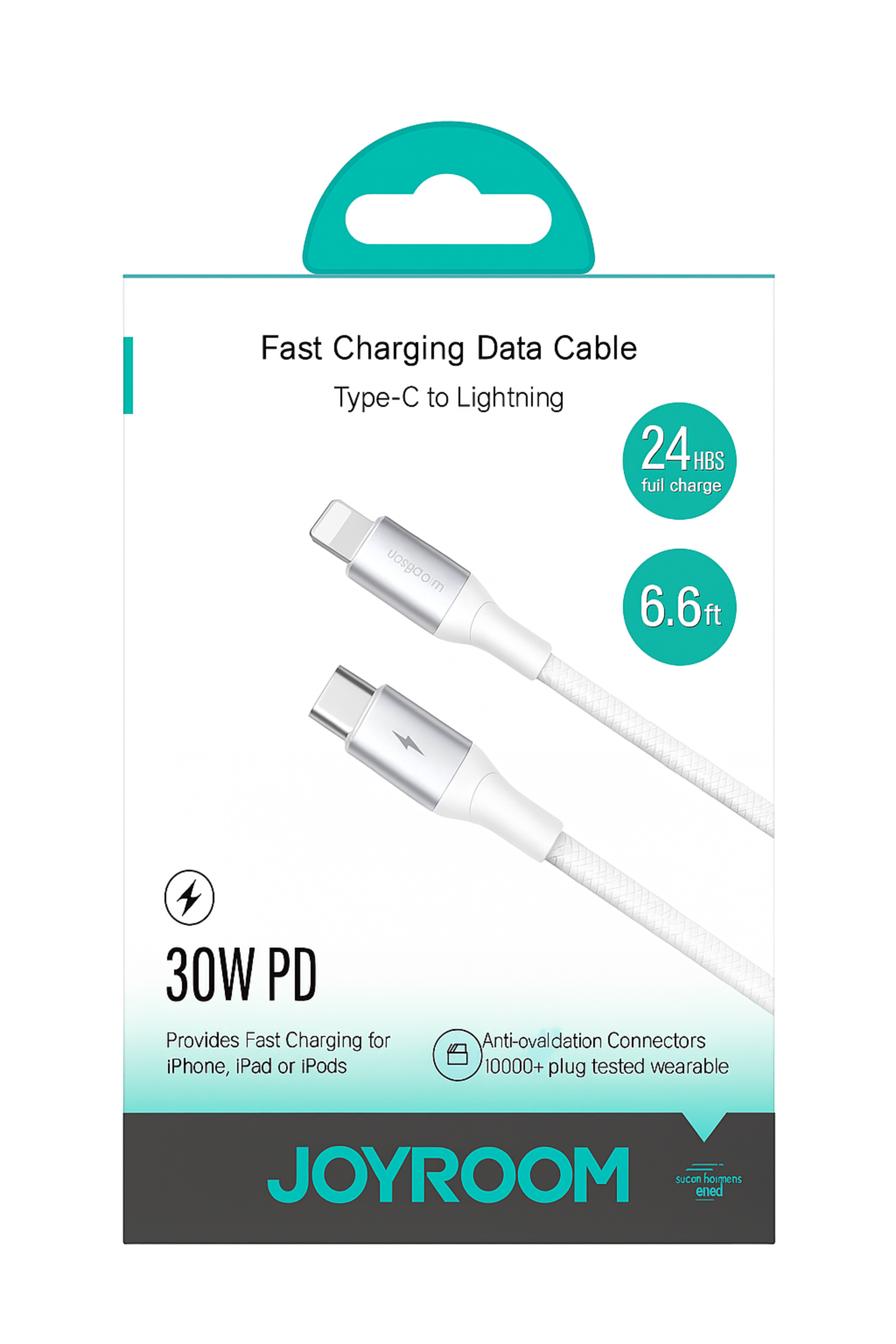 Cable USB-C a Lightning 30W Carga Rápida 2 m Blanco – Joyroom 
