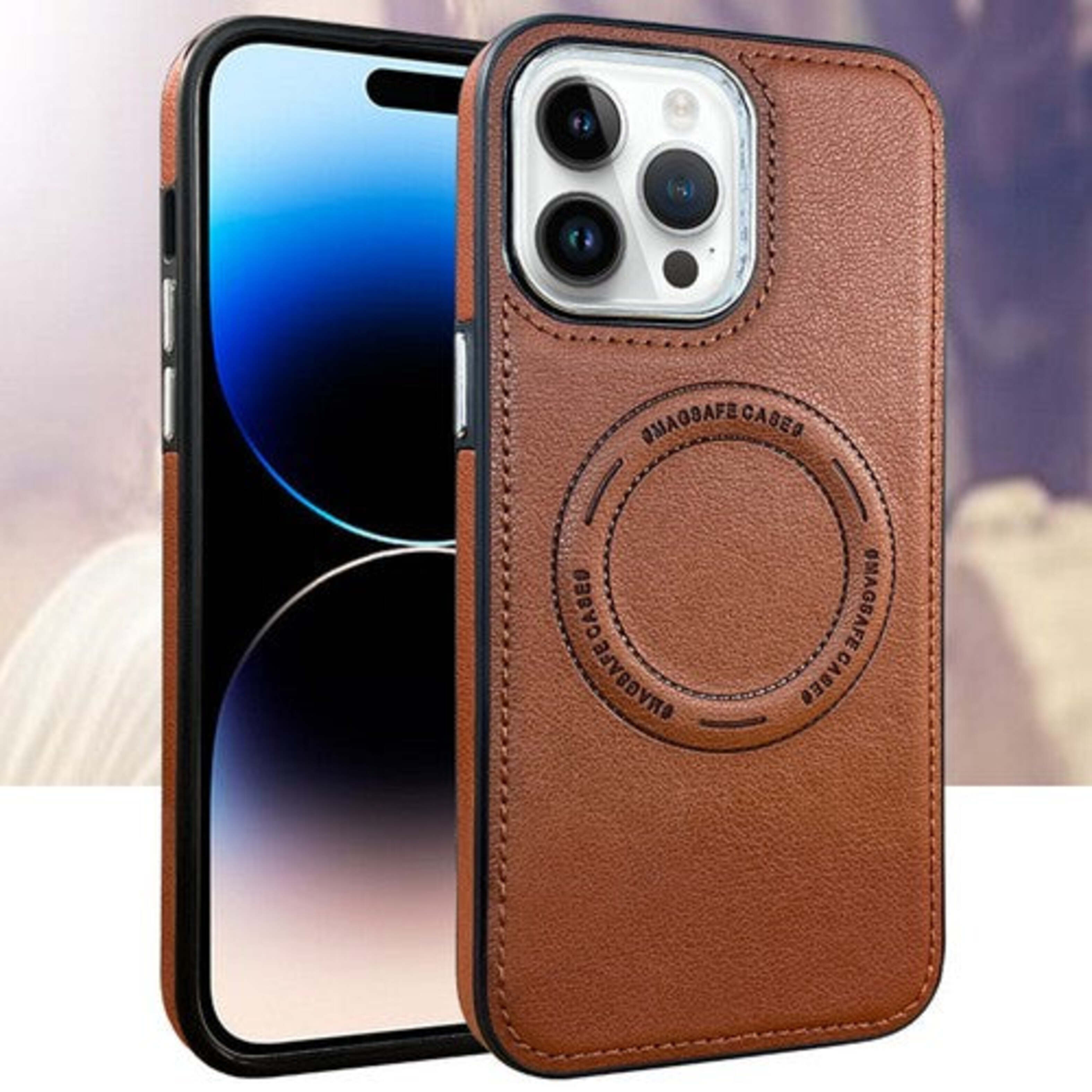 Carcasa Tipo Cuero para iPhone Color Café Protección Premium 