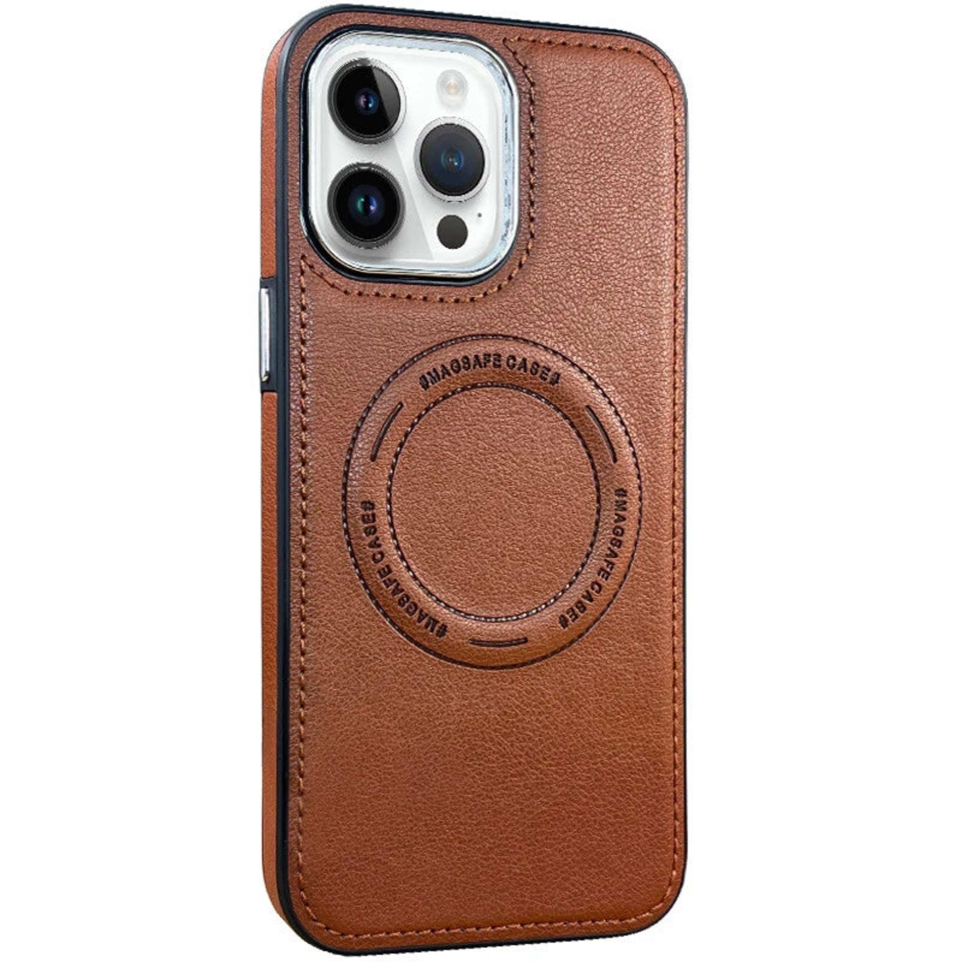 Carcasa Tipo Cuero para iPhone Color Café Protección Premium 