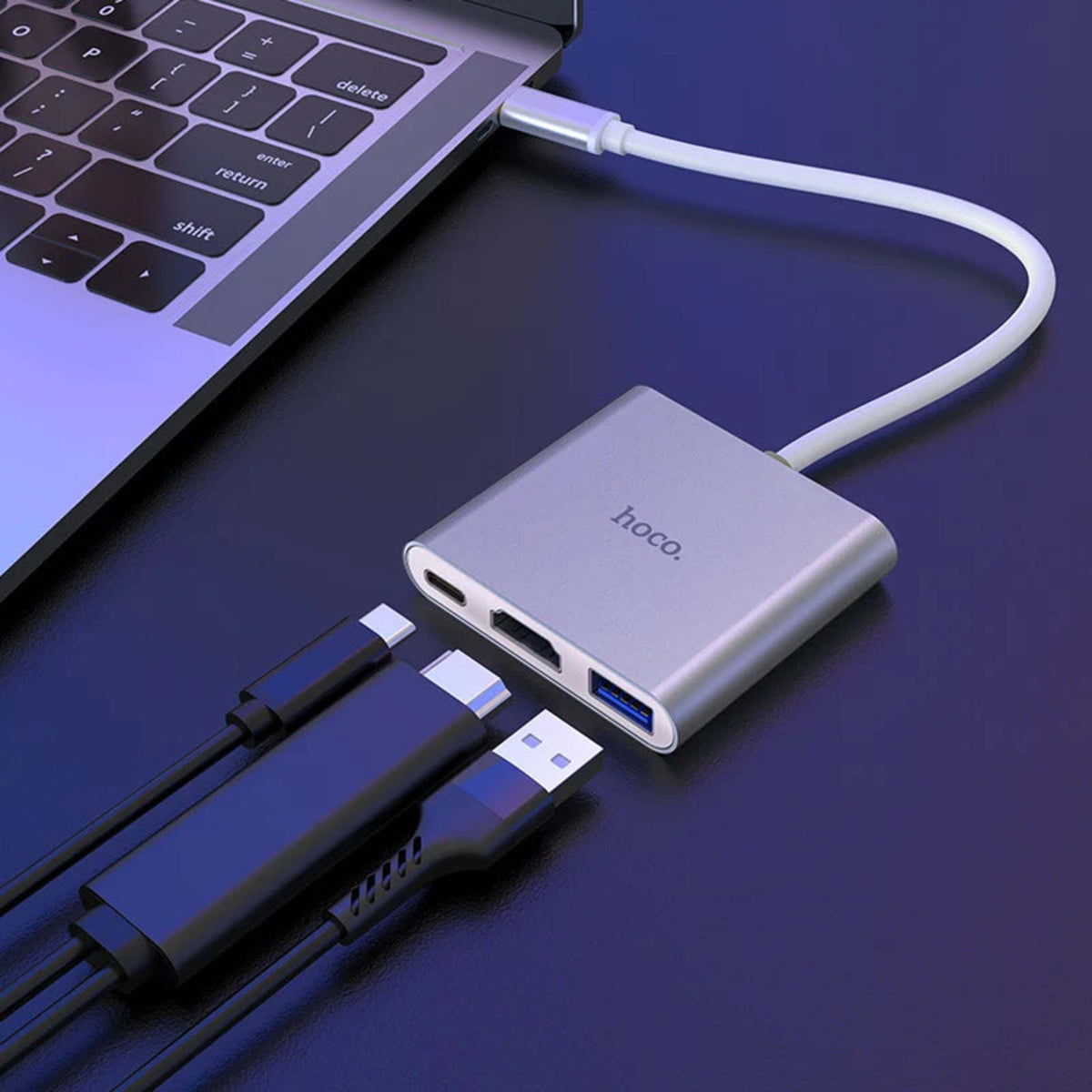 Hub Adaptador USB-C a HDMI + USB + USB-C Hoco 