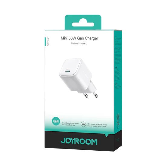 Mini Cargador 30W PD – Blanco (UE) | Potencia Rápida en Formato Compacto
