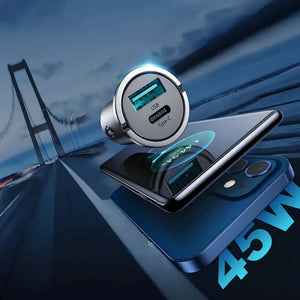 Cargador de Auto Joyroom Metálico USB + USB-C 45W 